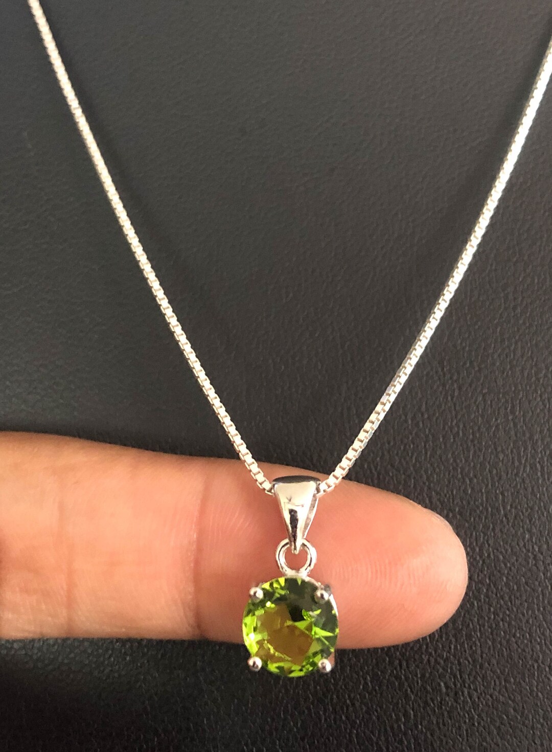 Dainty Peridot Necklace, Sterling Silver Peridot Pendant, August