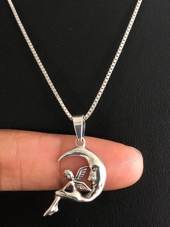 Collana Con Ciondolo Fasi Lunari In Argento Sterling 925 – Gioiello A Mezzaluna Martellato, Catena Regolabile, Regalo Per Donne