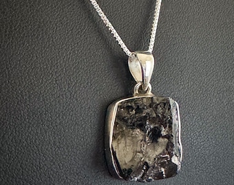 Genuine Shungite Noble Necklace, Sterling Silver Elite Noble Shungite Pendant, Chakra Charm, Protection Jewelry, Natural Mineral Necklace