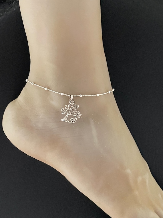 Buy Tree of Life Anklet Sterling Silver Beaded Ankle Bracelet