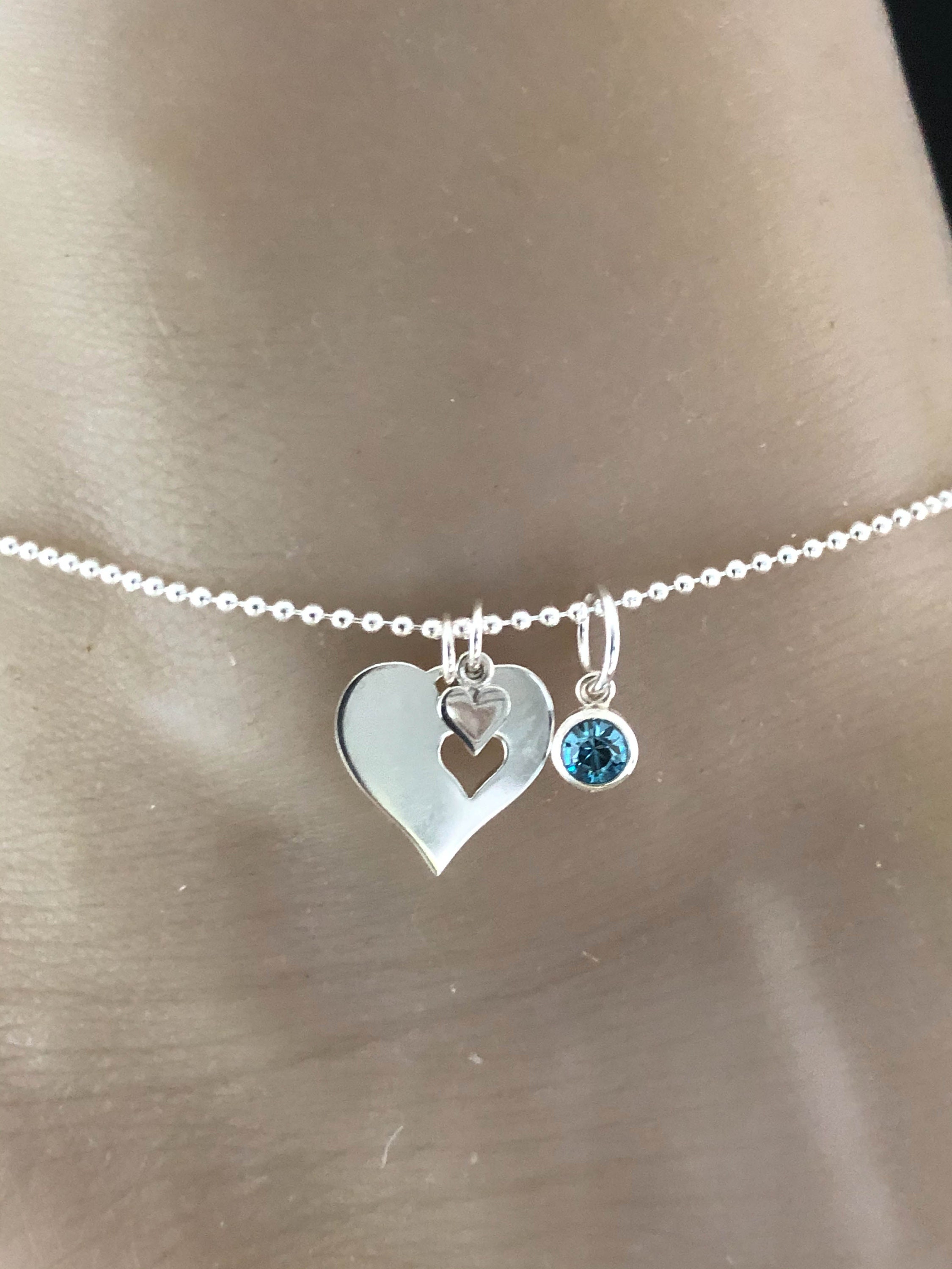 Heart Set Anklet Sterling Silver Beaded Ankle Bracelet Good Etsy