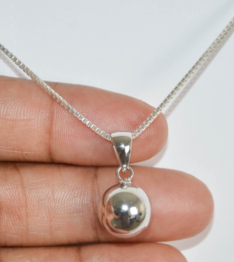 Sterling Silver Ball Necklace Sterling Silver Charm Pendant Etsy