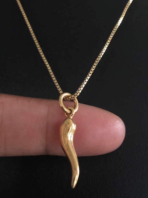 Gold Italian Horn Necklace Gold Horn Pendant 24K Gold Plate Over