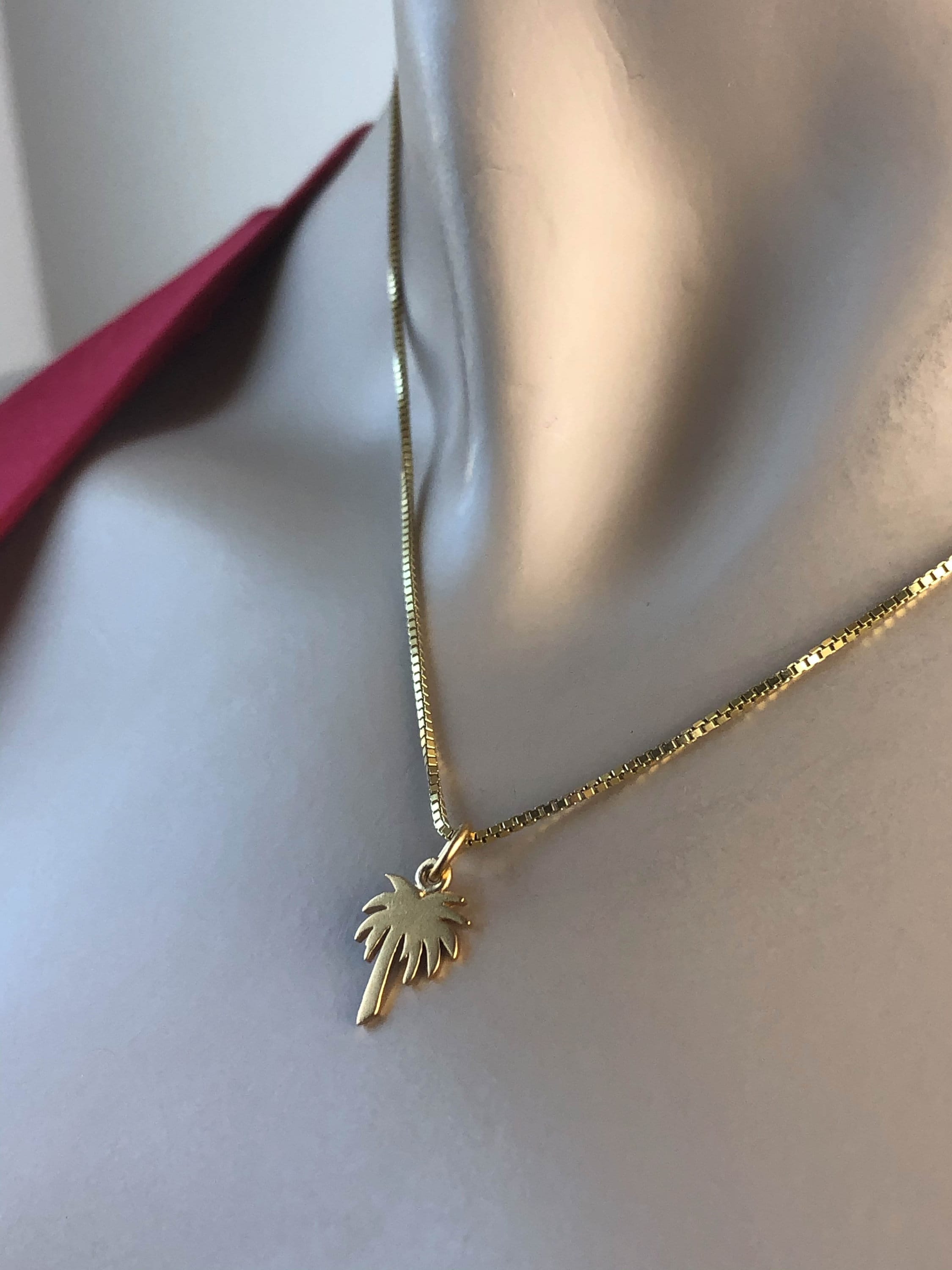 Gold Palm Tree Necklace Gold Palm Tree Pendant 24K Gold Etsy
