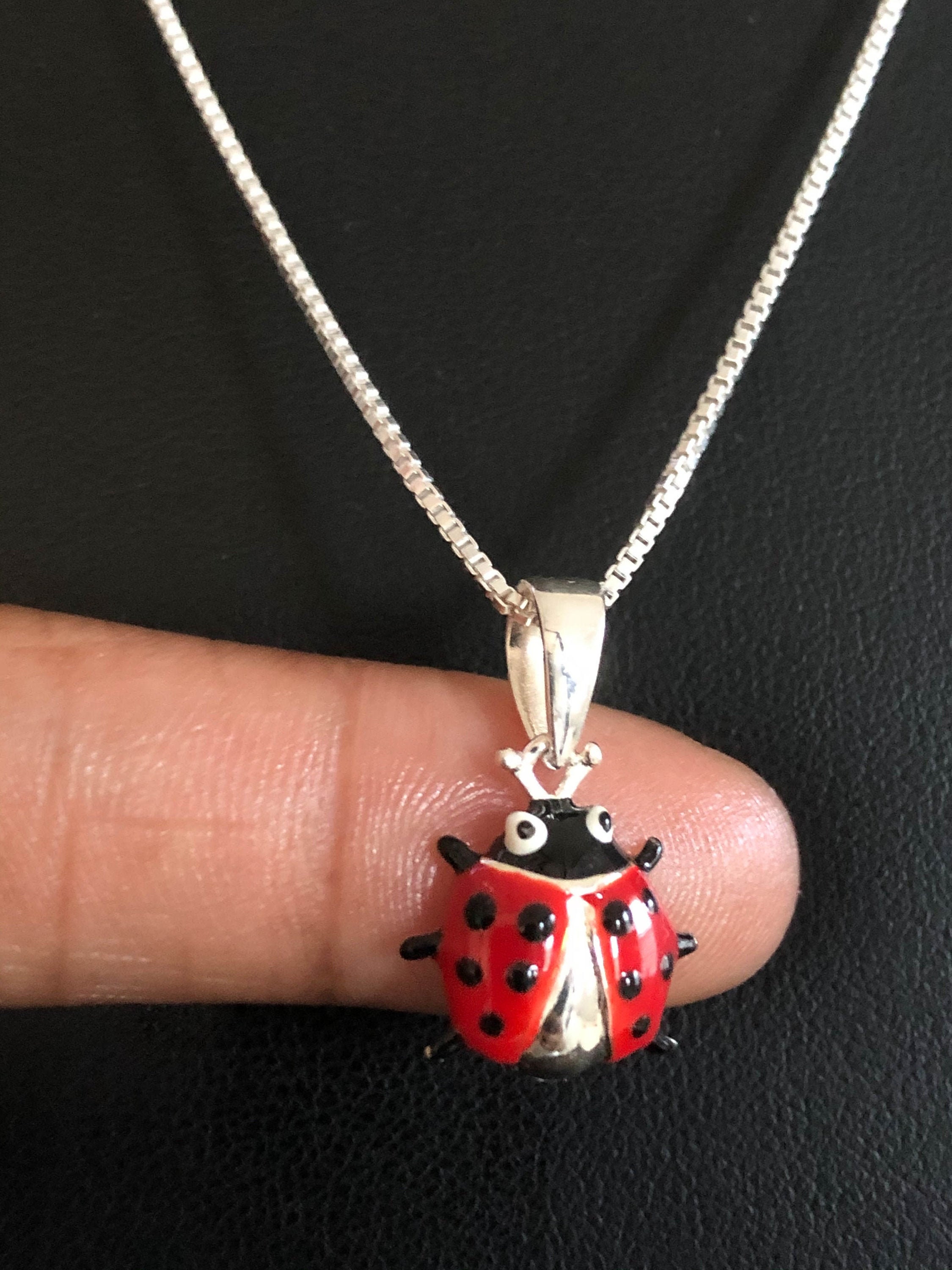 Red & Black Ladybug Necklace Sterling Silver Ladybug Pendant - Etsy