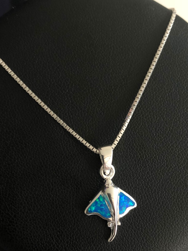 Blue Opal Stingray Necklace Sterling Silver Stingray Pendant | Etsy