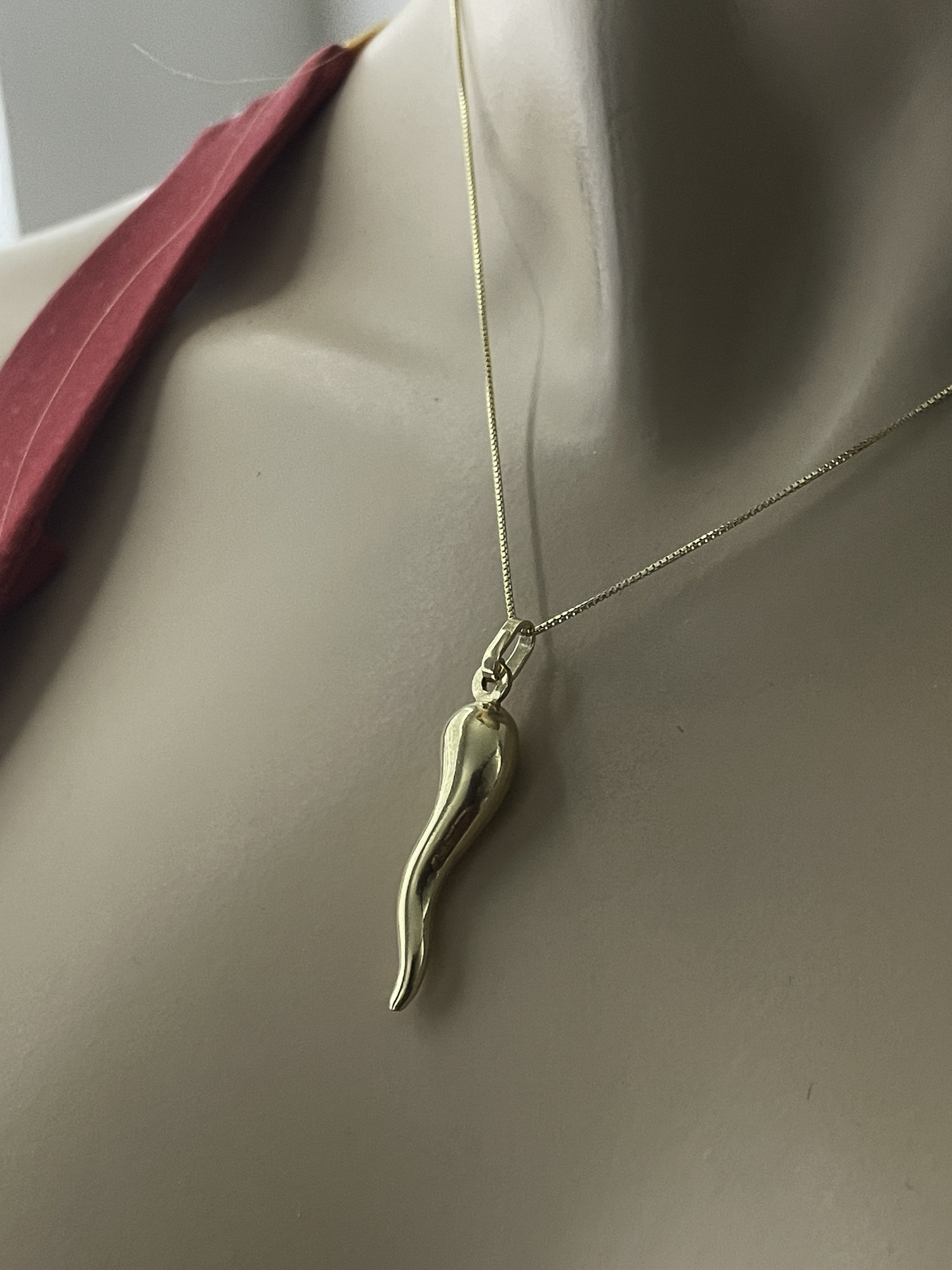 Mens solid gold deals italian horn charm