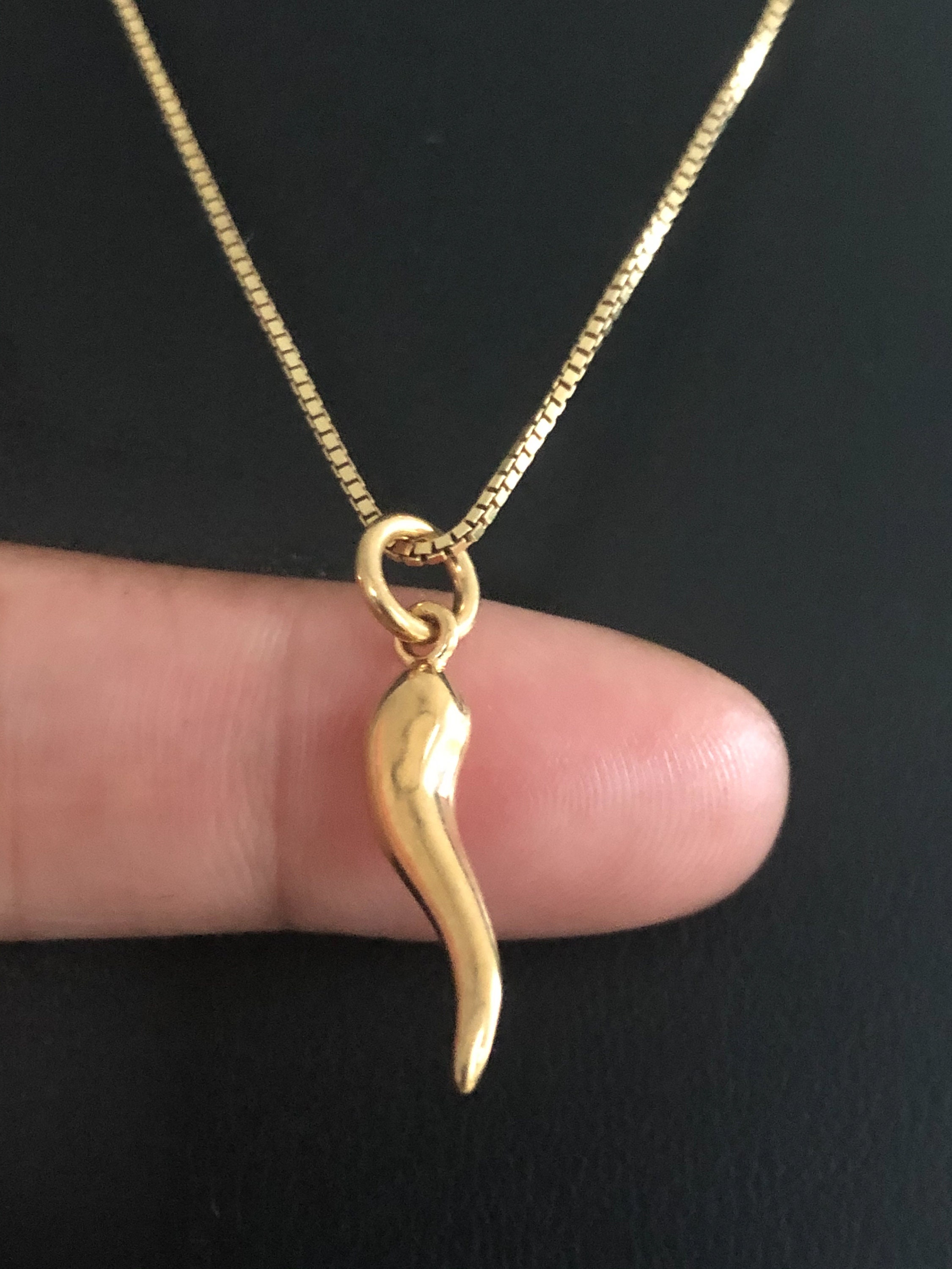 Gold Italian Horn Necklace Gold Horn Pendant 24K Gold Plate | Etsy