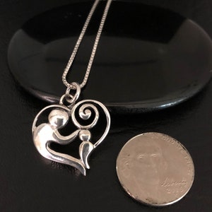 Mother and Child Necklace, Mother and Child Pendant, Sterling Silver Heart Necklace, Heart Charm Pendant, Gift For Mom, Mother Necklace image 9