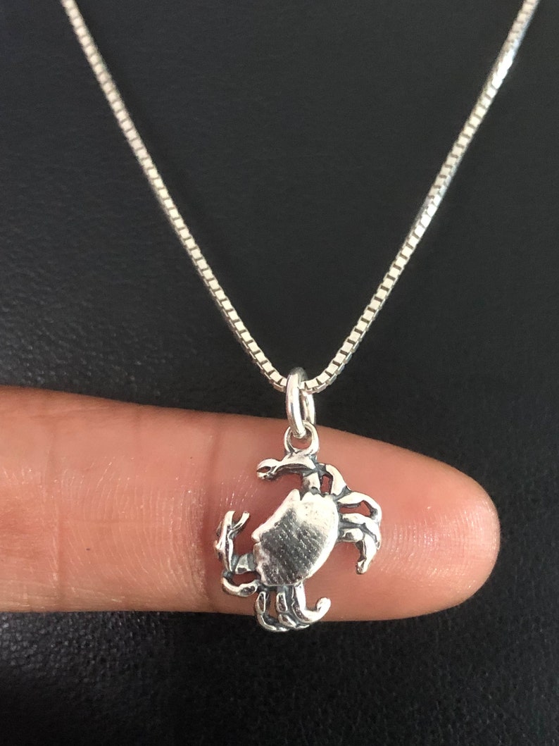 Crab Necklace Sterling Silver Crab Pendant Crab Charm Etsy