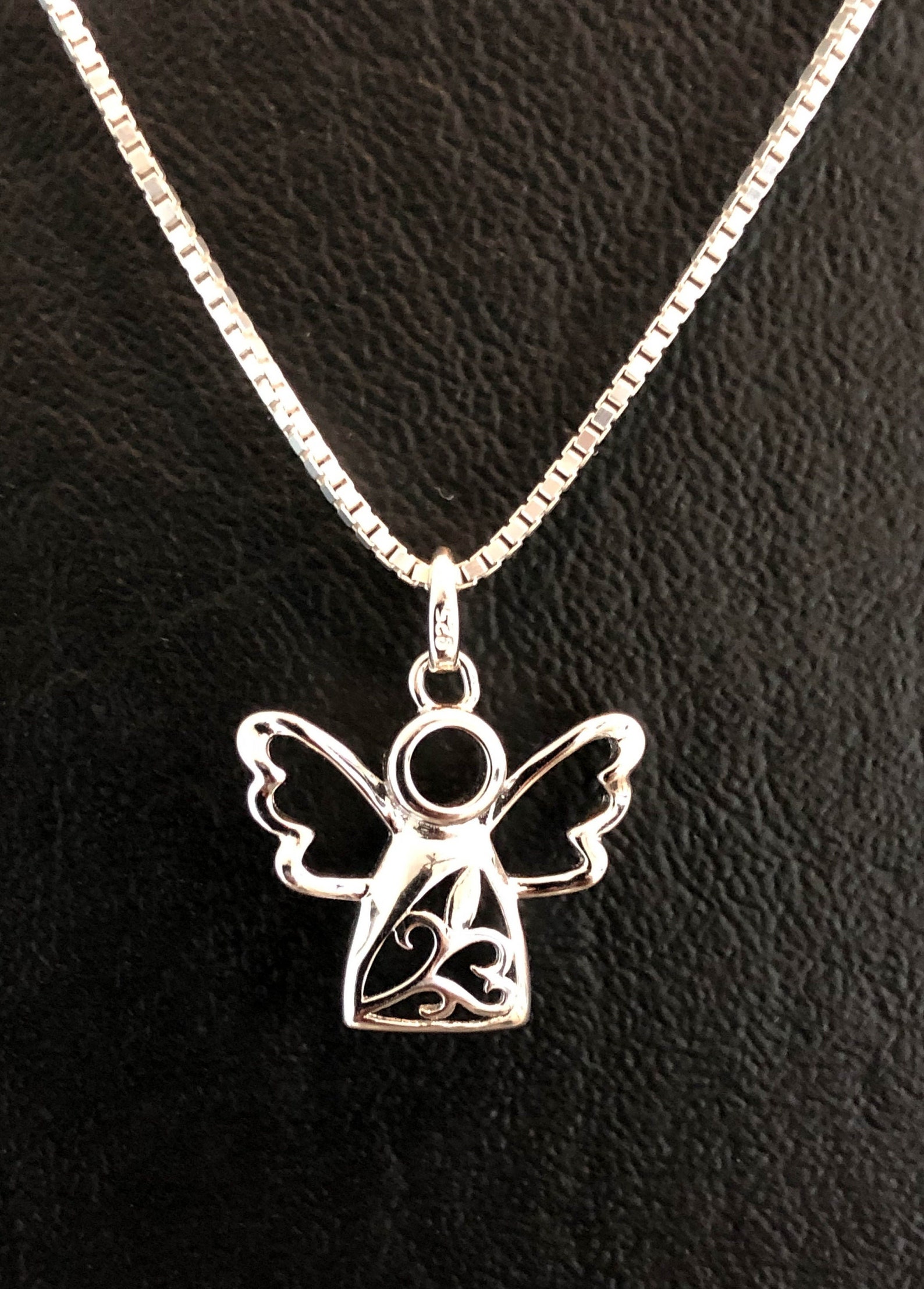 Tiny Angel Necklace Sterling Silver Angel Necklace Dainty Etsy