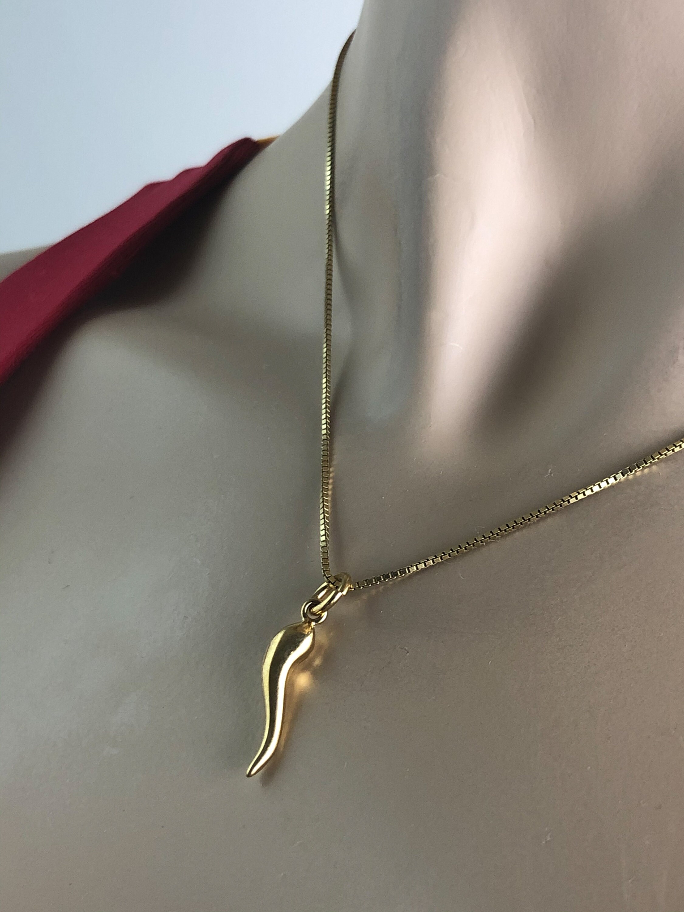 Gold Italian Horn Necklace Gold Horn Pendant 24K Gold Plate Etsy
