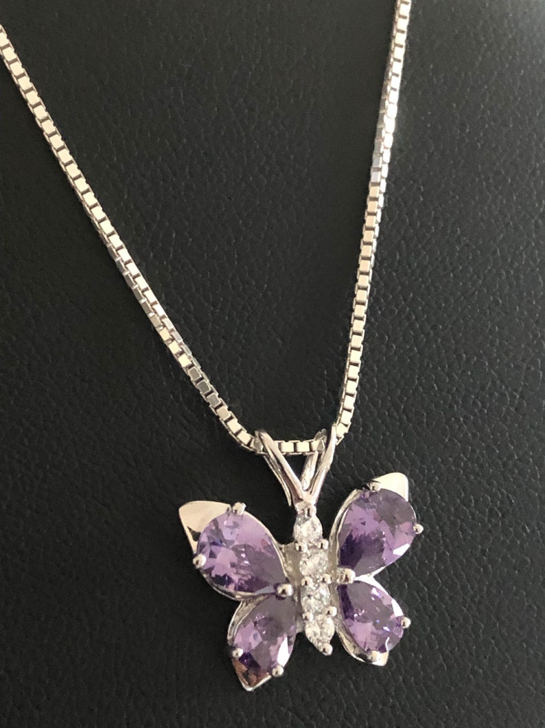 Amethyst Butterfly Necklace Sterling Silver Butterfly - Etsy