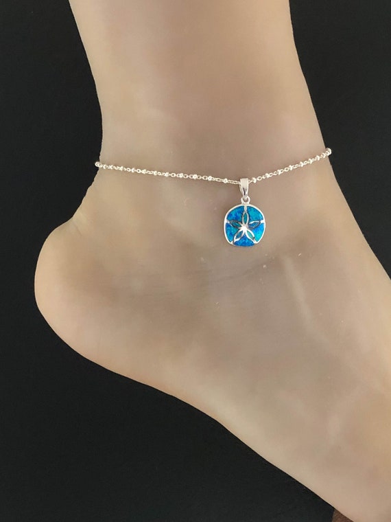 Sand Dollar Anklet Sterling Silver Beaded Ankle Bracelet Sand