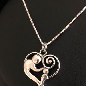Mother and Child Necklace, Mother and Child Pendant, Sterling Silver Heart Necklace, Heart Charm Pendant, Gift For Mom, Mother Necklace image 6