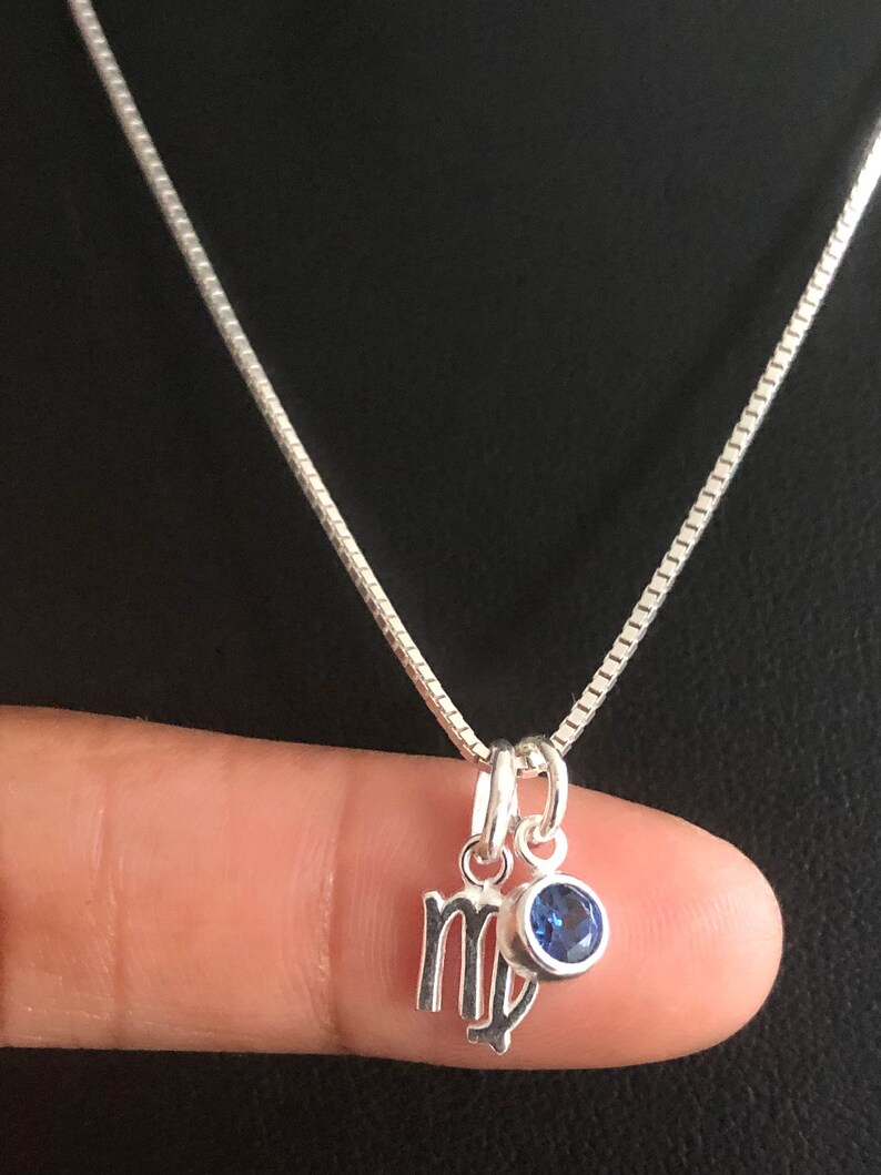 Petite Virgo Necklace Sterling Silver Virgo Pendant August Etsy