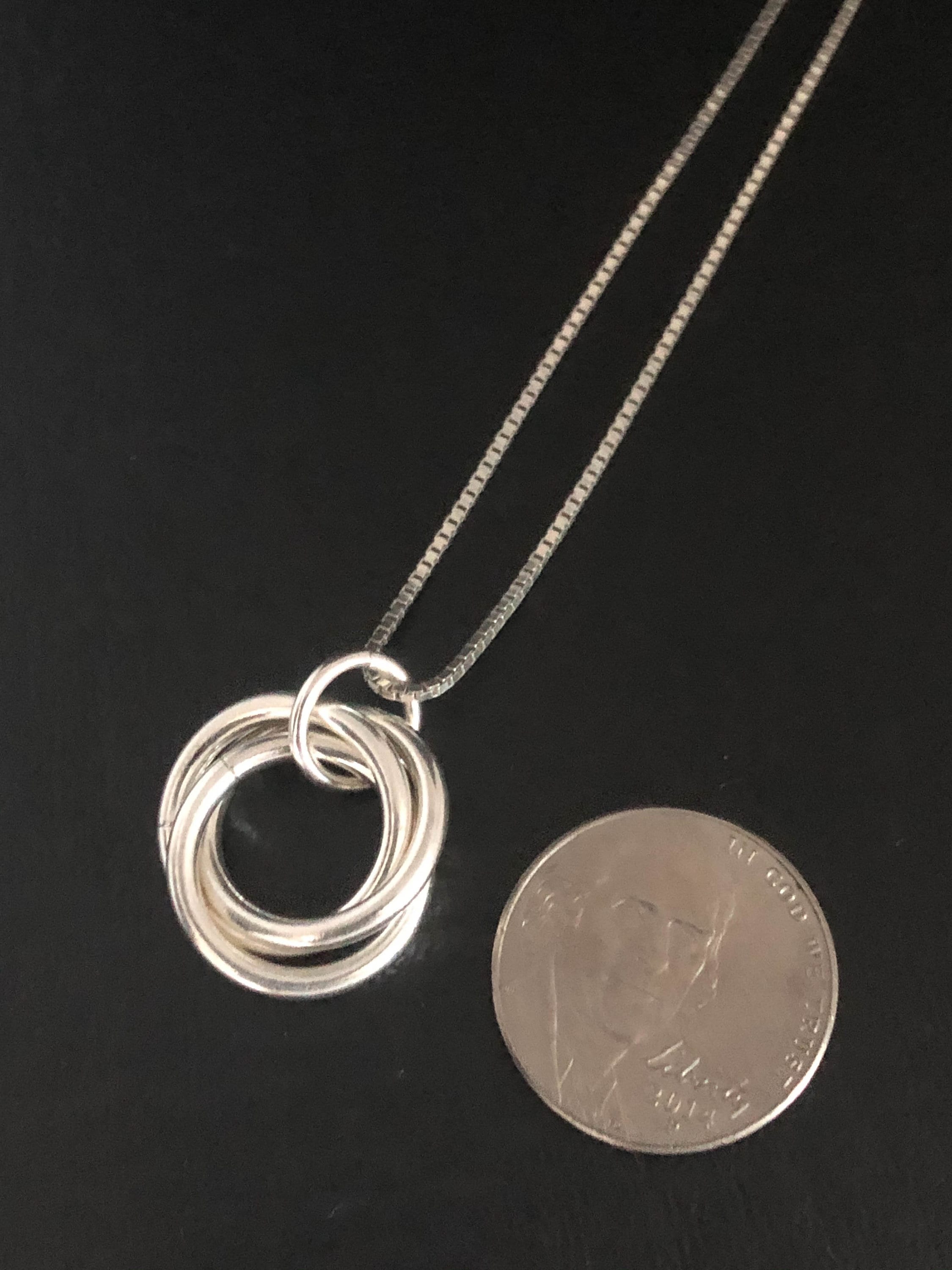 Three Circles Necklace, Sterling Silver 3 Rings Necklace, 30th Birthday ...