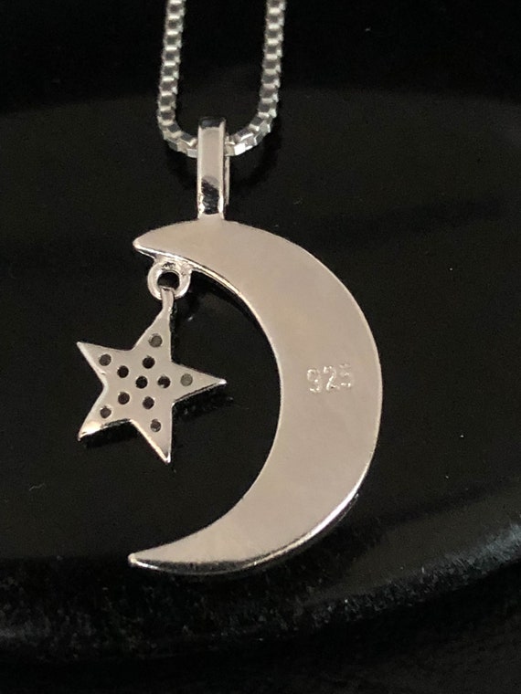 Moon Star Necklace Sterling Silver Moon 