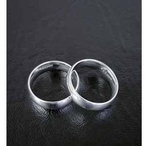 Laser Engraving Sterling Silver Ring, Laser Engraving Wedding Band, Engagement Band, Inside Outside Laser Initials Ring, 5MM Laser Band