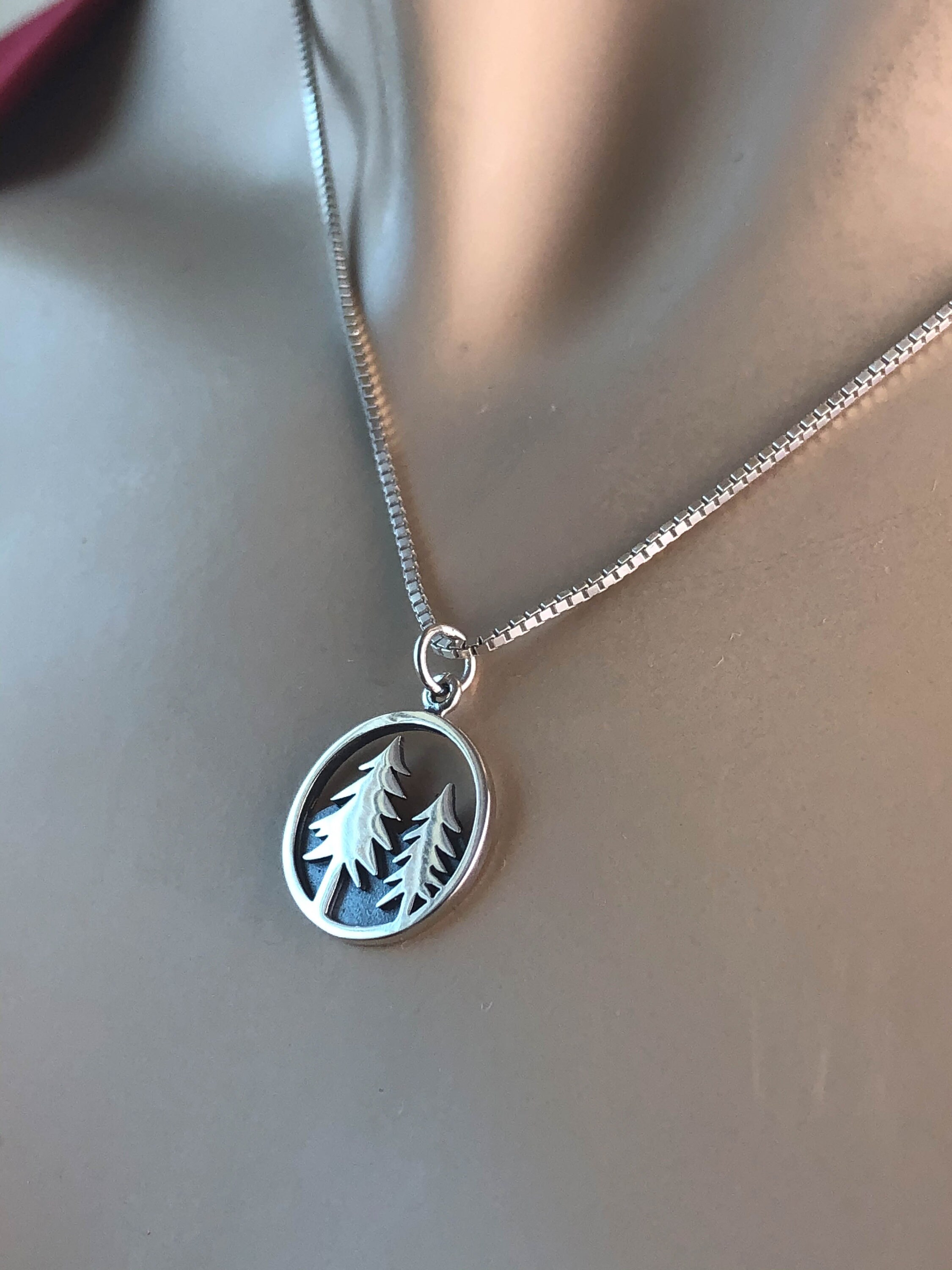 Pine Tree Necklace Sterling Silver Pine Tree Pendant Etsy UK