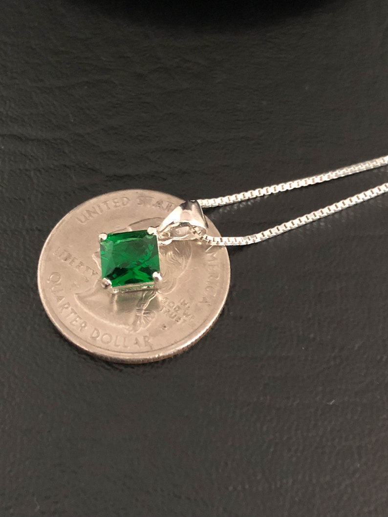 Emerald Necklace Sterling Silver Emerald Pendant May Etsy