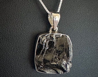 Genuine Shungite Noble Necklace, Sterling Silver Elite Noble Shungite Pendant, Chakra Charm, Protection Jewelry, Natural Mineral Necklace