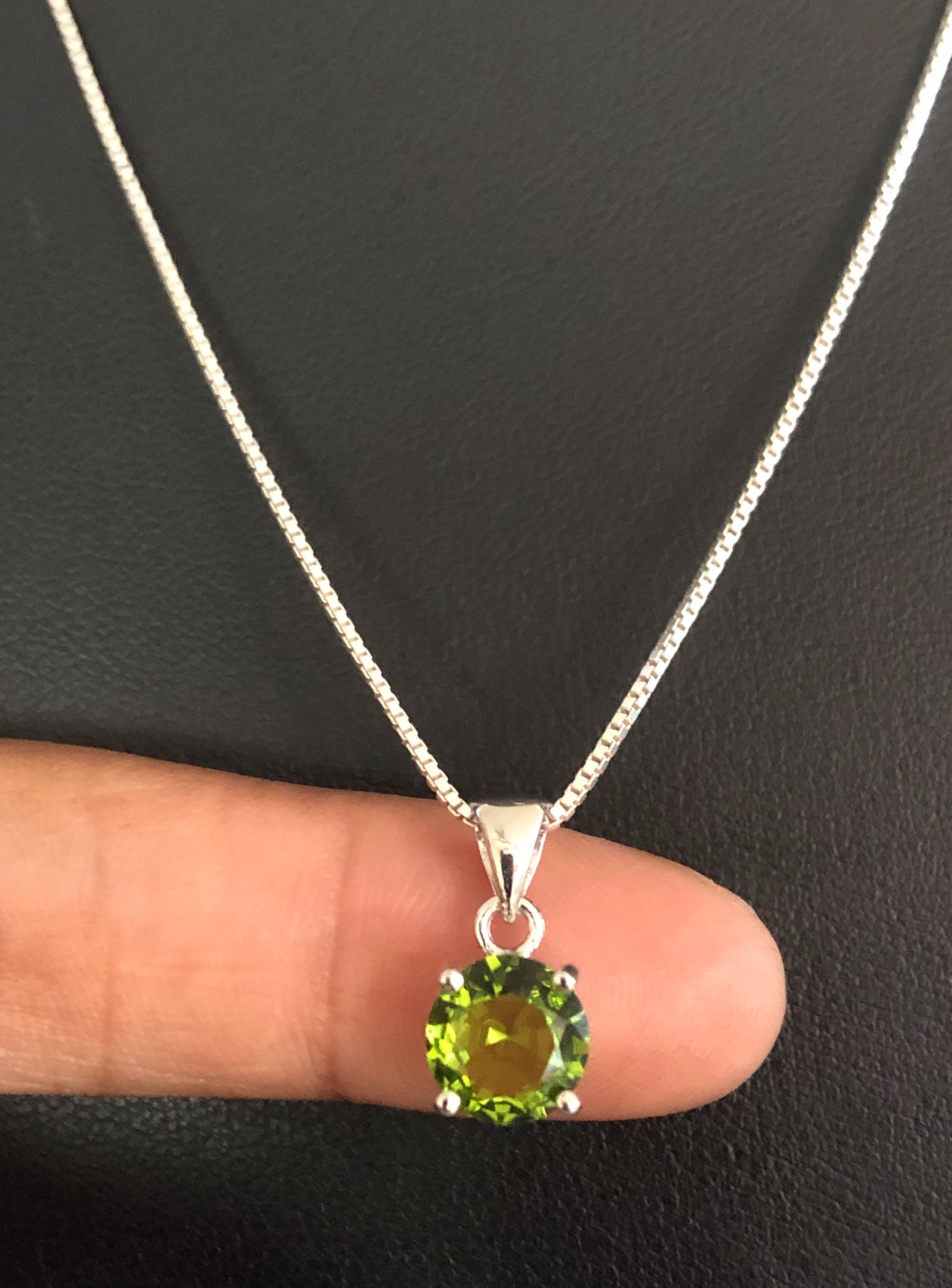 Dainty Peridot Necklace Sterling Silver Peridot Pendant Etsy