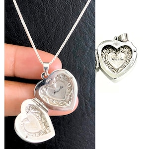 Victorian Heart Locket Necklace, Sterling Silver Locket Pendant, Heart Locket Necklace, Photo Locket Jewelry, Anniversary Gift for Her image 5