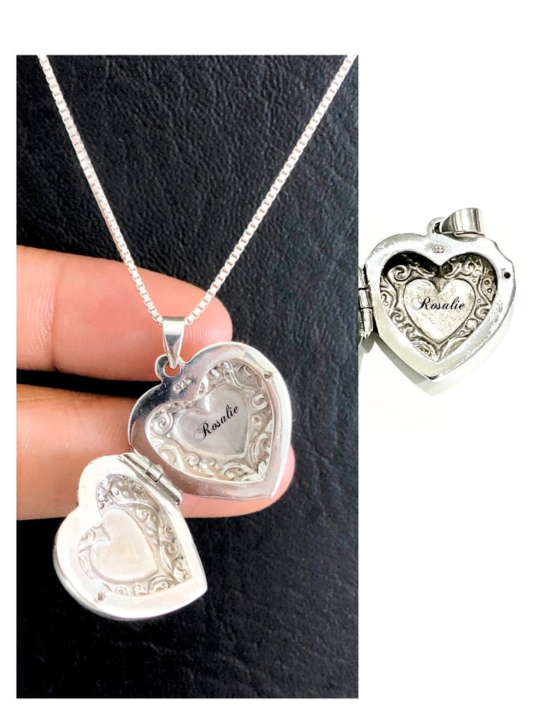 Victorian Heart Locket Necklace, Sterling Silver Locket Pendant, Heart Locket Necklace, Photo Locket Jewelry, Anniversary Gift for Her image 5