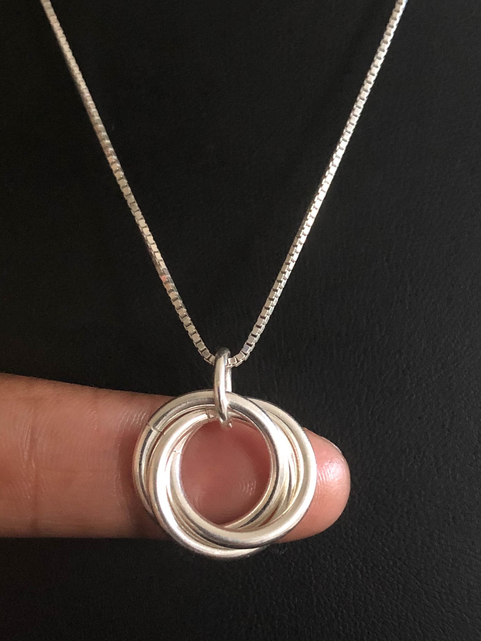 Three Circles Necklace Sterling Silver 3 Rings Necklace 30th Etsy