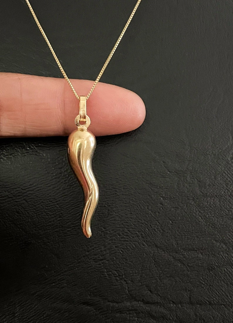 Gold Italian Horn Necklace Gold Horn Pendant 24K Gold Plate Etsy