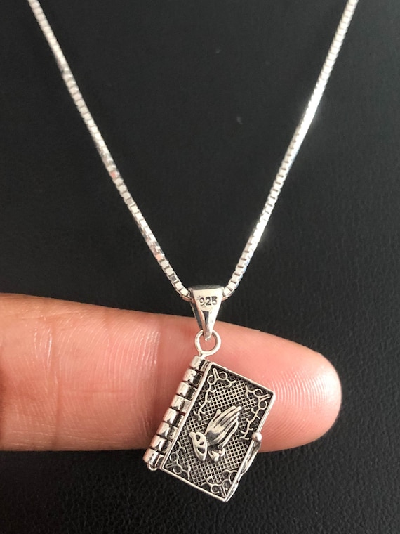 .925 Sterling Silver HOLY BIBLE CHARM Prayer Book PENDANT *NEW* 