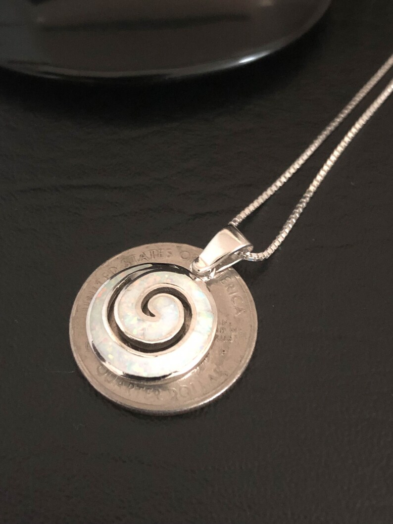 White Fire Opal Necklace Bridal Wedding Necklace October Birthstone Jewelry Sterling Silver Swirl Pendant White Opal Swirl Necklace