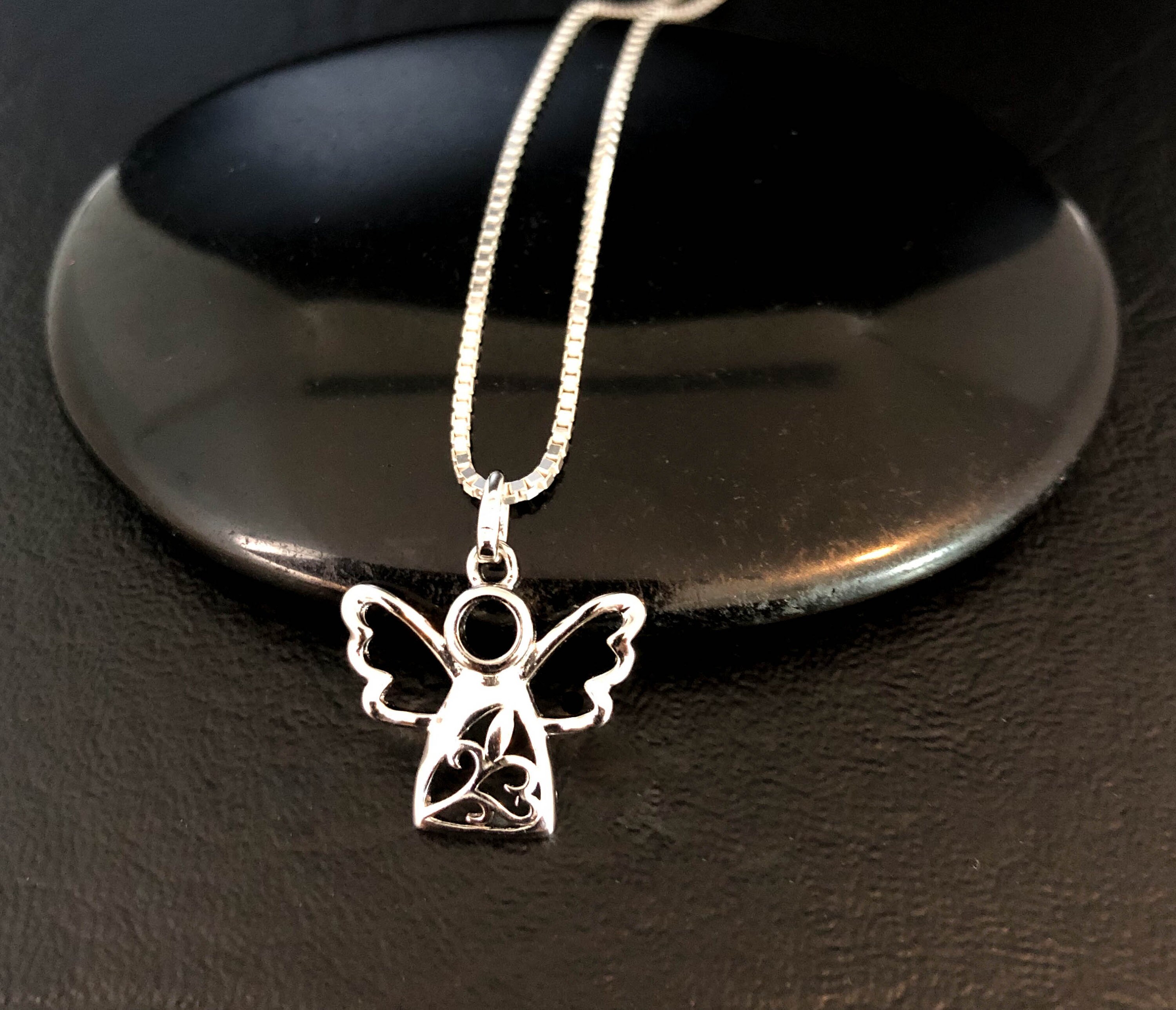 Tiny Angel Necklace Sterling Silver Angel Necklace Dainty Etsy