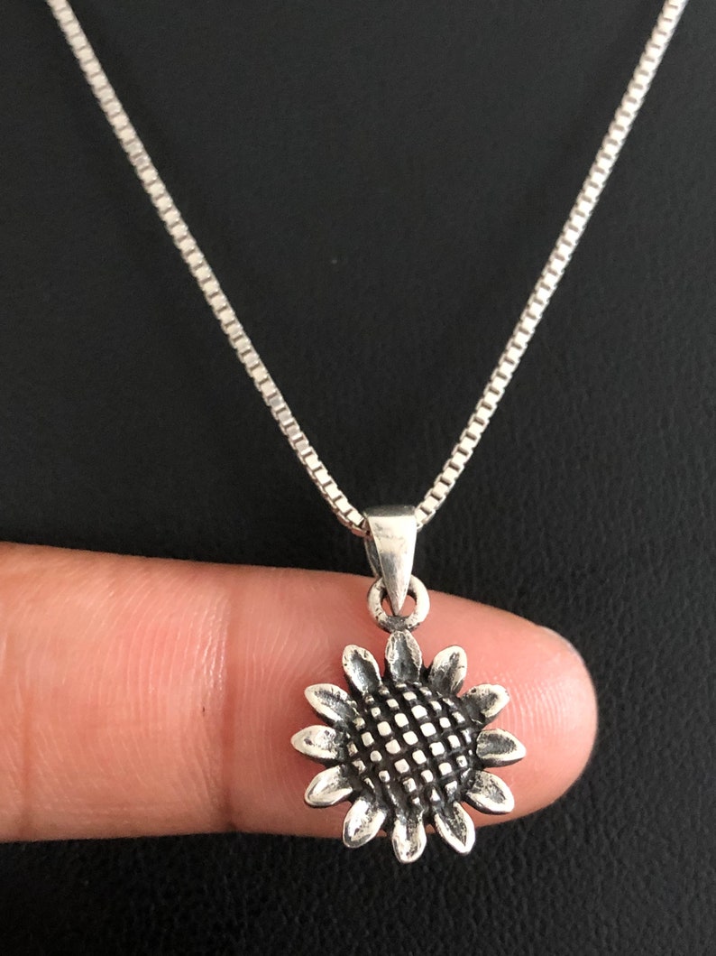 Sunflower Necklace Sterling Silver Sunflower Pendant Etsy
