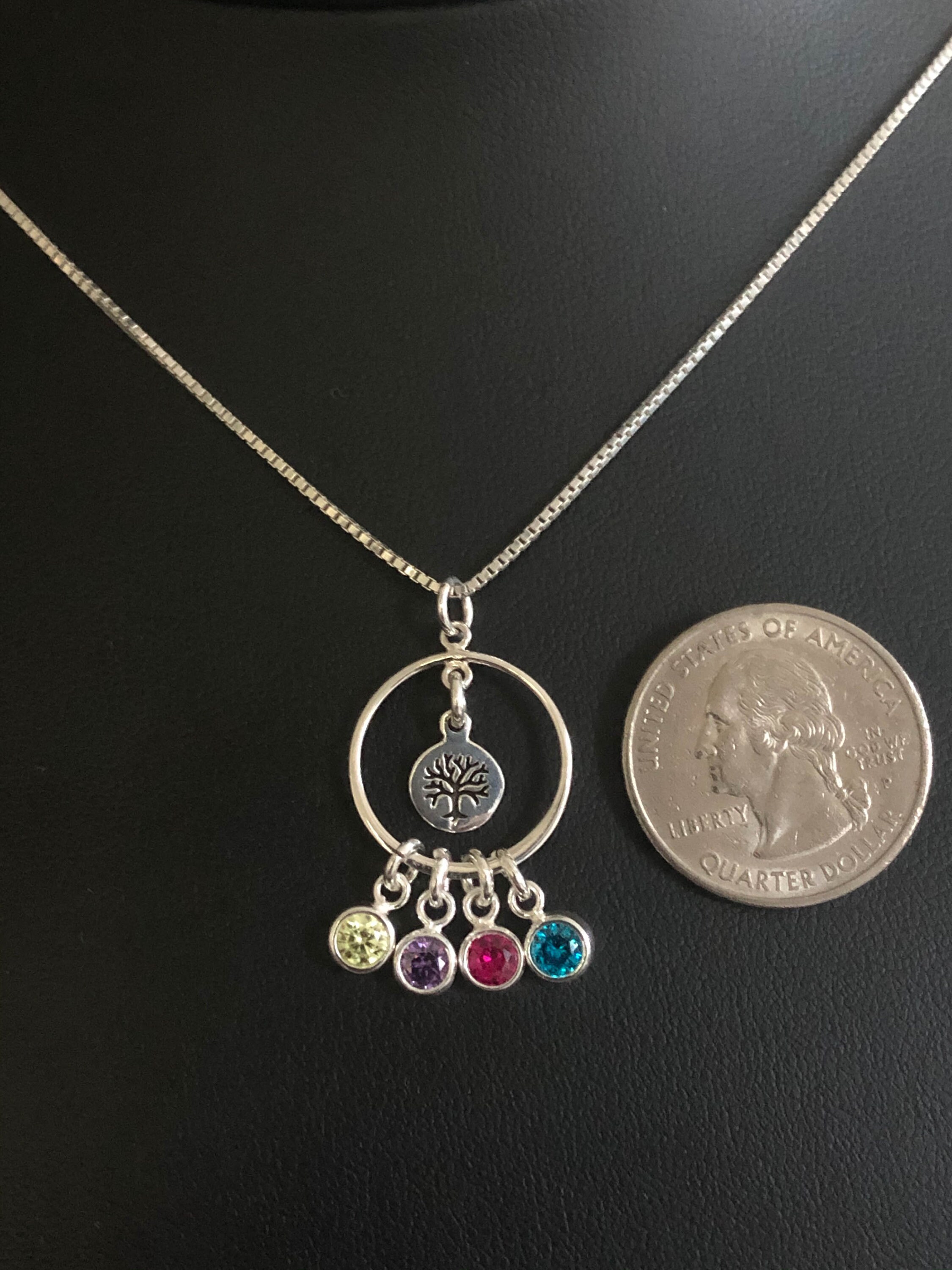 Veshon Tree Of Life Necklace - 925 Sterling Silver With Cubic Zirconia & Heart Birthstone Pendant