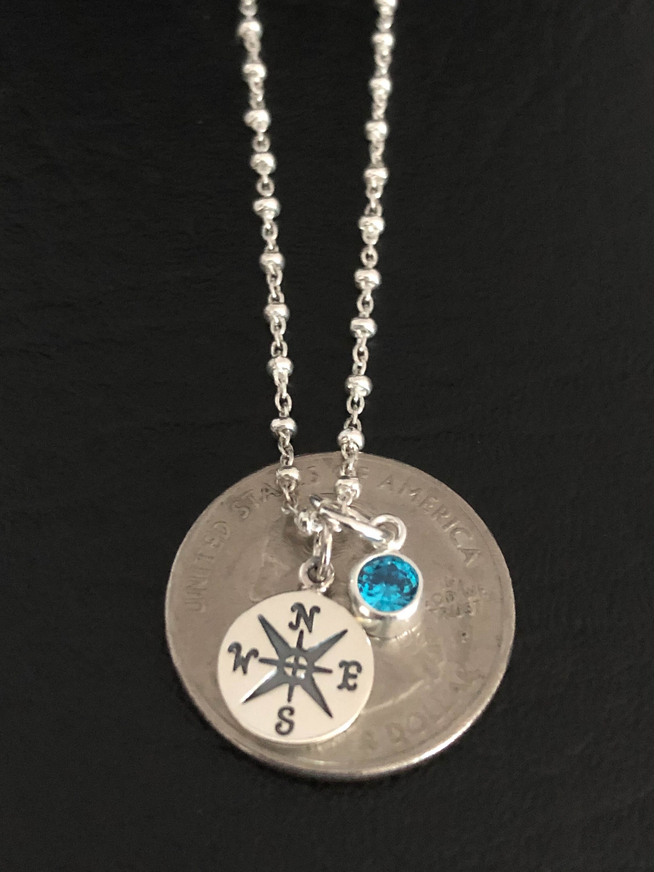 Compass Anklet Sterling Silver Beaded Ankle Bracelet Good Etsy