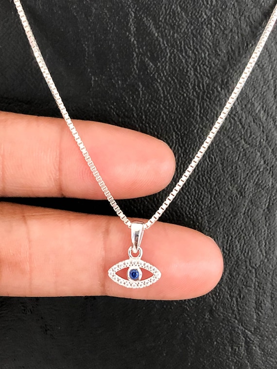 Evil Eye Pendant Necklace with Blue Sapphire and Diamond for Women - AAA  Quality, 925 Sterling Silver - Walmart.com