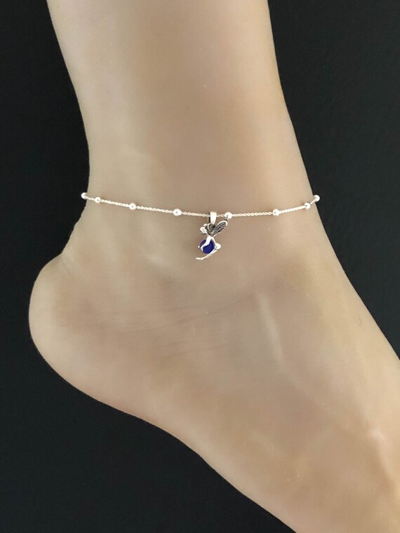 Fairy Anklet Sterling Silver Beaded Ankle Bracelet Good Luck Charm Jewelry Fairy Charm Anklet Purple Cat Eye Fairy Anklet Beach Jewelry Etsy UK