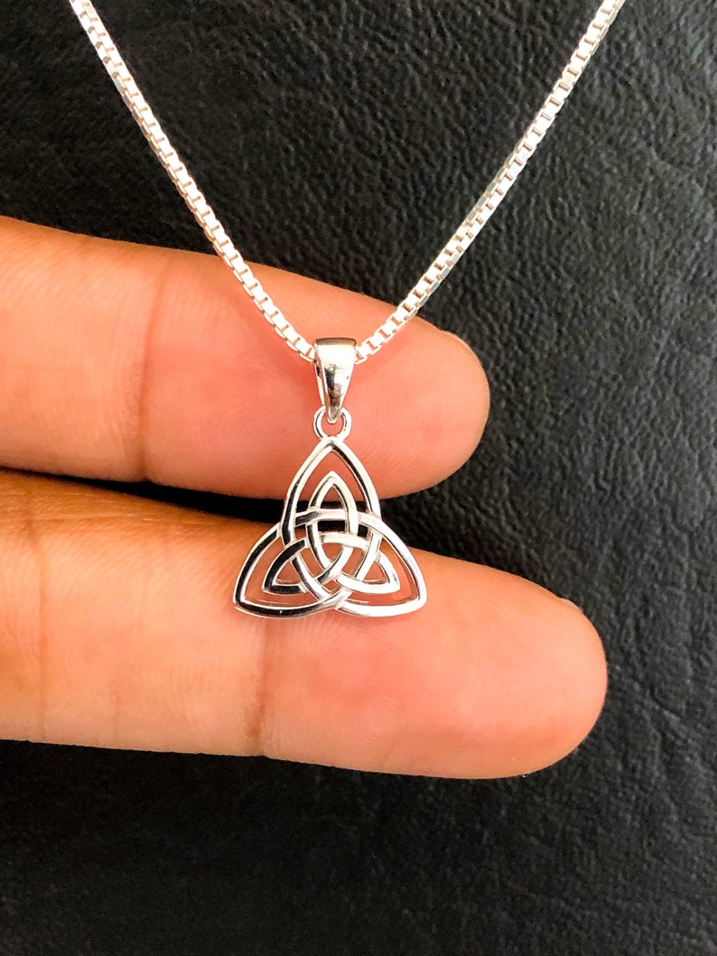 Trinity Necklace Sterling Silver Triquetra Necklace Celtic Etsy
