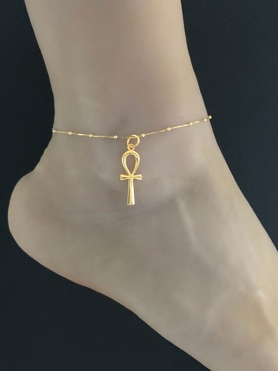 Gold cross deals ankle bracelet