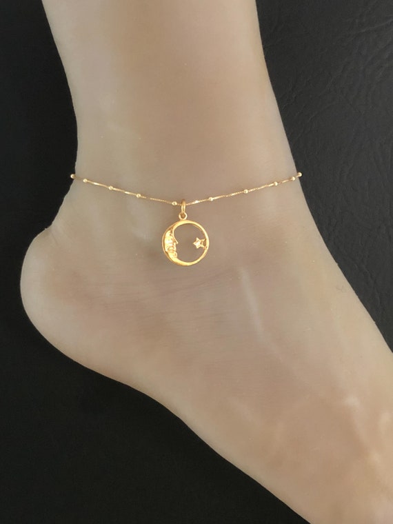 アクセサリー 18K Gold Stars and Moon Anklet Moon & Star Gold Chain Anklet | The Gilded Witch