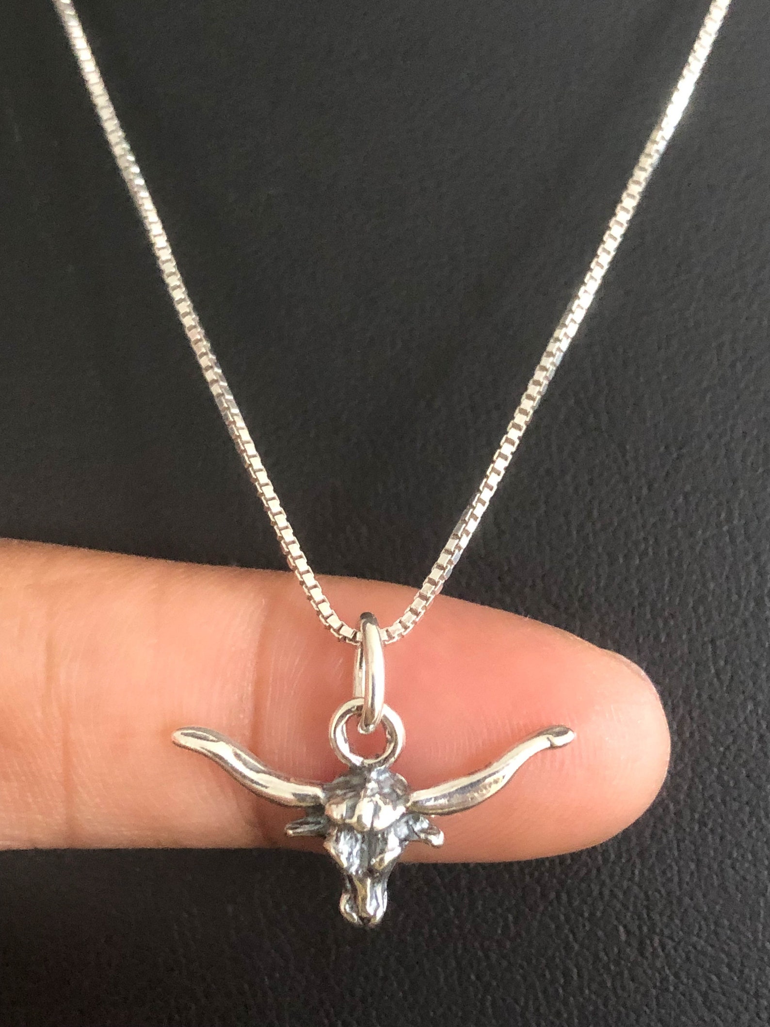 Longhorn Bull Necklace Sterling Silver Longhorn Pendant Etsy