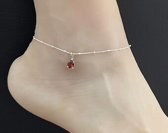 Jewelry Best Seller Sterling Silver Rhodolite Garnet Anklet Jewelry Best Seller Sterling Silver Rhodolite Garnet Anklet