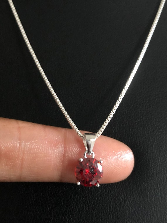 January Birthday Charm Red Cubic Zirconia Sterling Silver January Birthday Charm Red Cubic Zirconia Sterling Silver