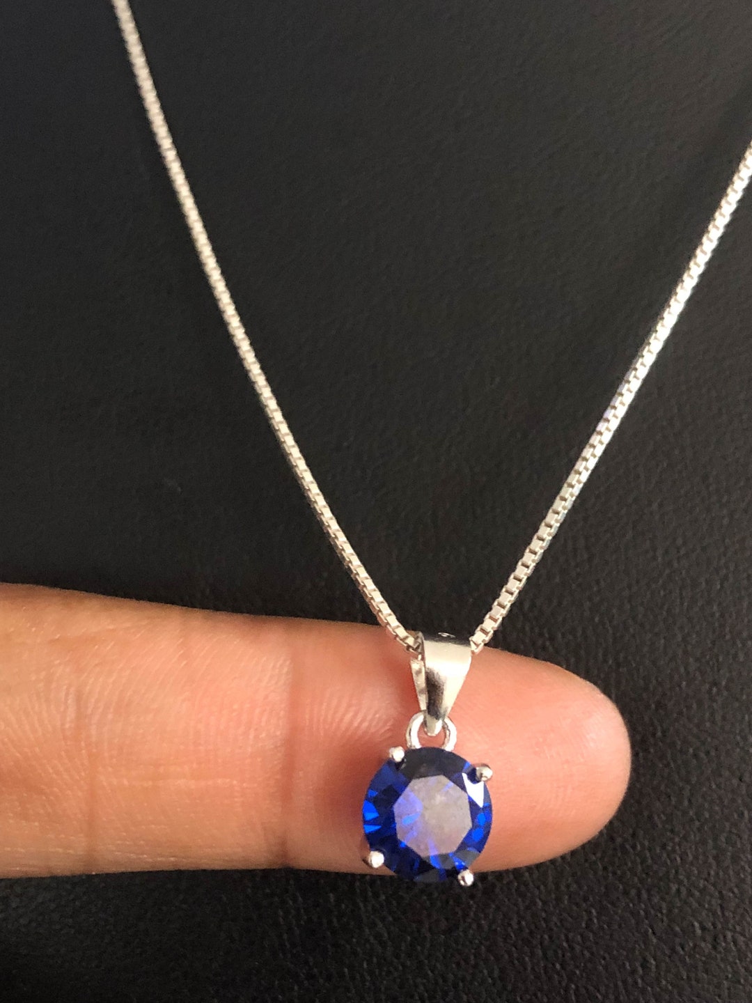 Blue Sapphire Necklace Sterling Silver Sapphire Pendant - Etsy