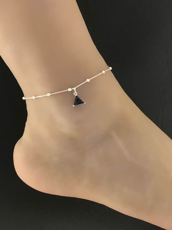 Blue sapphire ankle bracelet deals