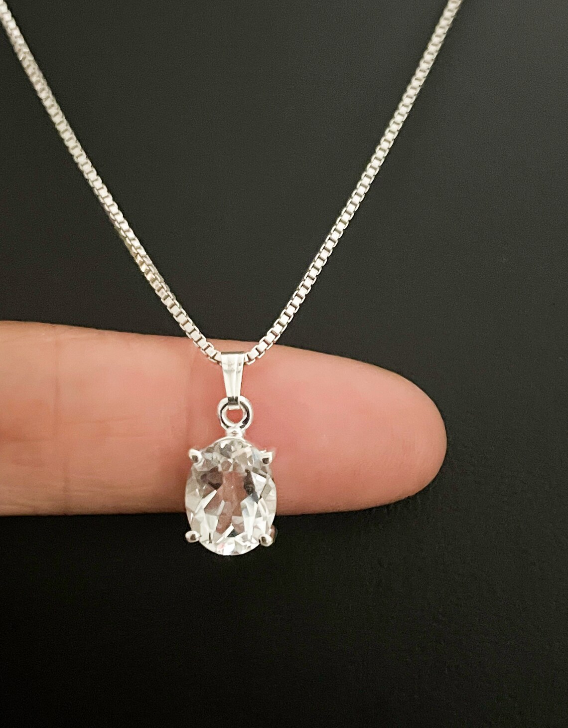 Genuine White Topaz Necklace Sterling Silver White Topaz Etsy