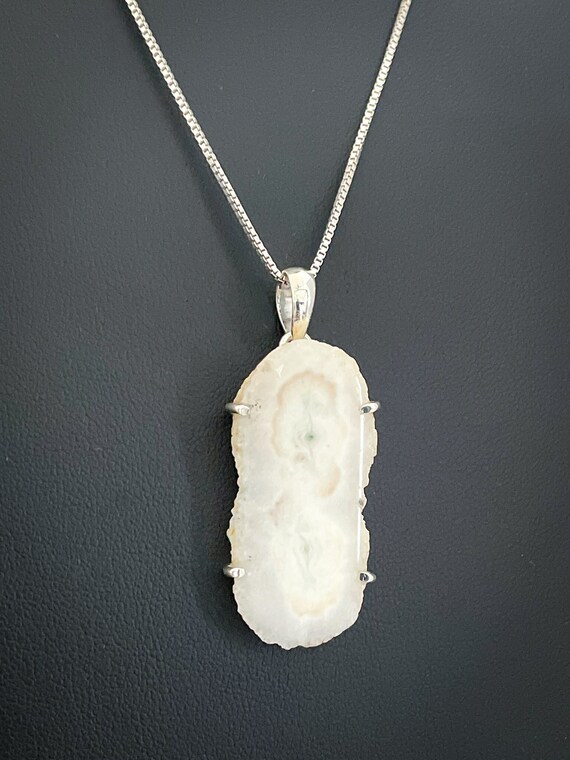 Natural Solar Quartz Pendant Sterling Silver Solar Quartz Necklace Rock Crystal Pendant Solar Quartz Druzy Jewelry White Agate Crystal Etsy