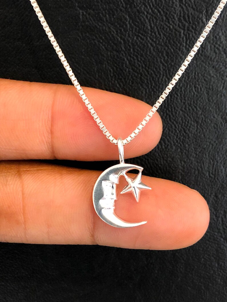 925 Sterling Silver Landscape Moon Sea Stars Pendant Gold - UK